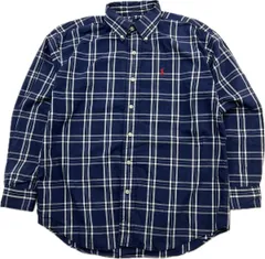 POLO RALPH LAUREN ☆ オールド ポロラルフローレン ボタンダウン シャツ ネイビー チェック 長袖 メンズ M 春夏 アメカジ 古着■FF210