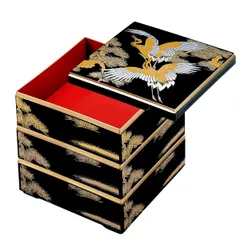 明治時代　透き漆　高級蒔絵　松鶴富士山図 明治時代透き漆高級蒔絵松鶴富士山図