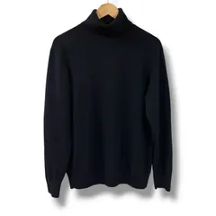 UNIQLO ユニクロ カシミヤ タートルネックセーター メンズL 紺 ネイビー 351-450544 (24-03) 古着 秋 冬 Plus-No.350