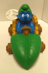 PLASTOY ソフビ貯金箱 スマーフ木の車