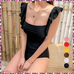 送料無料 フリルショルダーワンピース水着レディース バックオープン レオタード水着 体型カバー モノキニ スクエアネックスイムウェア セクシー オールインワン水着 リゾート プール温泉海外旅行 みずぎ着やせ可愛い ワンピ海水浴女の子