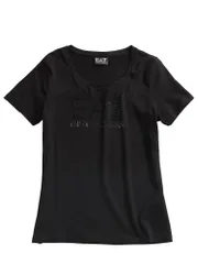 EMPORIO ARMANI (エンポリオアルマーニ) ラインストーンロゴ クルーネック 半袖 Tシャツのサムネイル