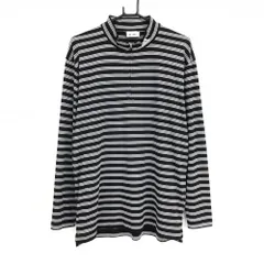 ★特価★【超美品】アディダス 長袖ハイネックシャツ 黒×白 ボーダー ハーフジップ ロゴ刺しゅう メンズ O/XG ゴルフウェア adidas