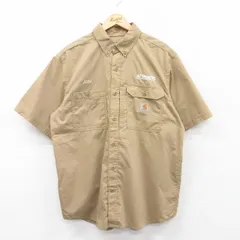 XL/古着 カーハート 半袖 ワーク シャツ メンズ ATOMATIC ボタンダウン ベージュ カーキ 25may15 中古 トップス