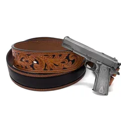 ◆レンジャーベルト ピストルモチーフ レザー ブラウン◆◆