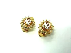 ■美品■ NINA RICCI ニナリッチ ラインストーン クリップ式 イヤリング アクセサリー レディース ゴールド系×クリア DF1358
