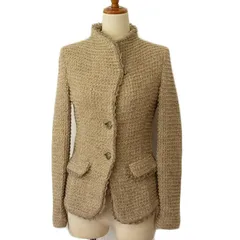 クリスチャンオジャール CHRISTIAN AUJARD ジャケット ニット レース ラメ モヘヤ アルパカ 9AT ベージュのサムネイル