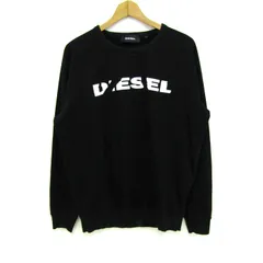 ディーゼル スウェット トレーナー 長袖 ロゴ ブランド トップス 黒 白 メンズ Lサイズ ブラック×ホワイト DIESEL 【中古】
