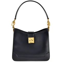 セリーヌ CELINE ワンショルダー ショルダーバッグ レザー ブラック ゴールド金具【中古】