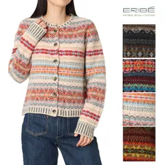 美品♪エリベ ERIBE ノルディック柄カーディガン マルチカラー M su4 美品♪エリベ ERIBE ノルディック柄カーディガン マルチカラー M su4