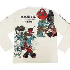 絡繰魂 賭博黙示録 カイジ 刺繍 ざわざわ ロング Tシャツ ロンT 白 