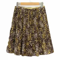 クミキョク 組曲 KUMIKYOKU スカート プリーツ リバーシブル 花柄 ボーダー 1 黒 ブラック 黄 イエロー