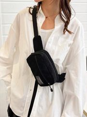 Women's Minimalist Style Multi-Function Mini Crossbody/Shoulder Bag in Solid Corduroy Canvas with Travel Wallet and Smartphone Pouch