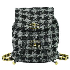 本物 シャネル CHANEL マトラッセ ココマーク リュックサック バックパック ツイード ブラック グレー Matelasse バッグ 中古 【フォロー割】