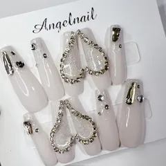 ネイルチップ　オーダーネイル　ワンホンネイル　キラキラネイル　フラッシュネイル　量産型　地雷系　埋め尽くし　韓国ネイル　中華ネイル　ちゅるん　ハート　スナ系