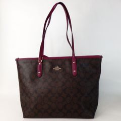 【COACH】コーチ シグネチャー トートバッグ パープル ブラウン レザー F58292 レディース【中古】8-4 41027