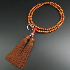 【人気商品】数珠 女性用 正式念珠 古色星月菩提樹 瑪瑙(メノウ)仕立 曹洞宗 ８寸数珠袋付 本連 二輪 数珠 禅宗 天然石 妙蓮花 ギフト 法事 葬式 葬儀 法要 (茶色頭房)