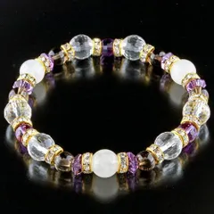 不眠を解消するアメジスト×白水晶ドリーム天然石ブレスレット