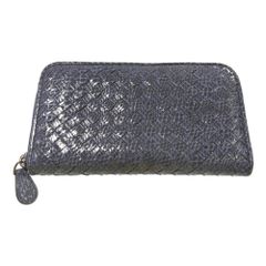 BOTTEGA VENETA ボッテガヴェネタ イントレチャート・パイソン・ラウンドファスナー 長財布/パープル系/ヘビ革/プレゼント【♀】【A】【レディース】★■584255【中古】