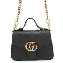 グッチ ハンドバッグ GGマーモント スモール トップハンドルバッグ 547260 GUCCI シェブロン 2wayチェーンショルダー 黒