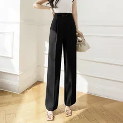 ☆ ブラック ☆ XLサイズ ☆ パンツ ボトムス ワイド ハイウエスト ワイドパンツ ハイウエスト レディース パンツ スラックス 長ズボン ズボン ロングパンツ カジュアルパンツ ワイド ベルト付き ポケット センタープレス カジュアル きれいめ