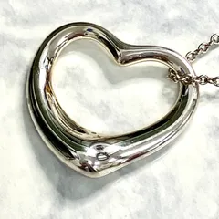 【上美品⭐️TIFFANY&Co.ティファニー】 オープンハートネックレス　 ラージサイズ直径2.7cm    スターリングシルバー925   チェーン長約46cm    エルサペレッティ　 レディース  スペイン製 （AYA） 024100401035SZK