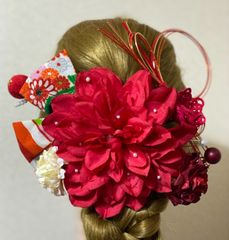 和装 洋装 髪飾り W4 赤椿 金蘭 ヘッドドレス 結婚式 成人式 - メルカリ