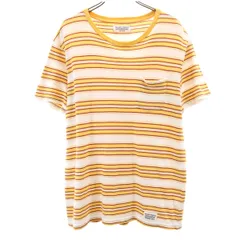 WACKO MARIA ワコマリア 日本製 ボーダー柄 半袖 Tシャツ L イエロー系 THE GUILTY PARTIES OUTRAGEOUS INC. ポケT メンズ 古着