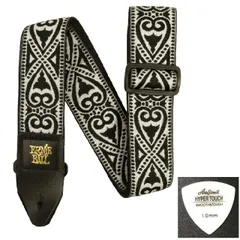 ERNIE BALL アーニーボール ストラップ EB 5345 BLACK HEART JACQUARD STRAP ★ピック付き 【ゆうパケット】※日時指定非対応・郵便受けにお届け