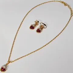 NINA RICCI ニナリッチ ラインストーン ネックレス イヤリング 2点セット ゴールド GP アクセサリー レディース 美品 aua10910r50410