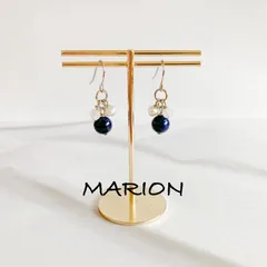 ラピスラズリ・淡水パール・ローズクォーツのピアス＊パーツ変更可能