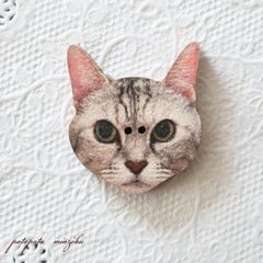 アトリエ ボヌール ドゥ ジュール フランス 製 木製ボタン ねこのポワール poire ボタン アトリエボヌールドゥジュール 手芸 雑貨 小物 ねこ ネコ 猫