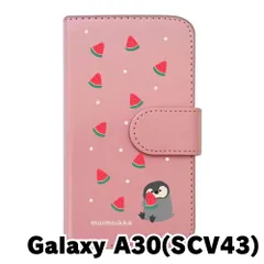 【新品未使用】Galaxy A30 SCV43 ギャラクシーA30 スマホケース 手帳型 (色：ピンク×柄：ペンギンとスイカ)moimoikka ペンギン 動物 flip2-scv43-pk-20139