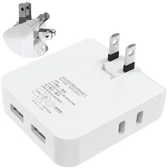電源タップ usb付き 薄型 スマホ充電器 たこ足 コンパクト 270度スイングプラグ 4個口 コンセント 会議 AC2口 USB2ポート USB-A 1400W 2.4A コンセントタップ 小型 超薄型 多用途 スマホ タブレット MAC パソコン 充電 0