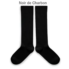 【新品・未使用】collegien(コレジアン) La Haute 【Noir de Charbon】Ribbed Knee-high Socks キッズ リブニーハイ 靴下【2950】13.5cm〜21cm