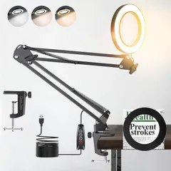 新品 QaaJaa 拡大鏡 スタンド ライト付き led ルーペ スタンド 卓上ライト 10倍の倍率拡大鏡を搭載 折りたたみ式 角度調整可能 無段階調光 3種色温度 USB給電 目に優しい 多用途 (ブラック)