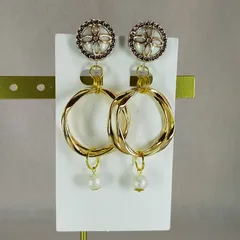 コットンパールとメタルパーツ　ハンドメイドイヤリング　No.24