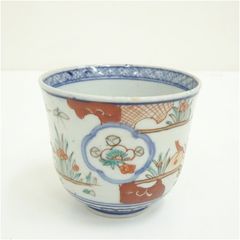 明治伊万里色絵掛け花生 767 古伊万里色絵縁側花飾り図蕎麦猪口 無傷 明治 - メルカリ