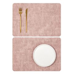新品 JAC HOUSEHOLD ランチョンマット 43x30cm 高質PUレザー おしゃれ ダイニングマット 防水 耐汚れ 耐熱 滑り止め 丸洗い お手入れ簡単 キッチンテーブル レストラン (ピンク 2枚)