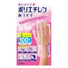 「エステー」使いきり手袋　ポリエチレン極うす手　Ｌサイズ　半透明　100枚