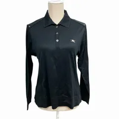 バーバリーゴルフ BURBERRY GOLF 美品 ポロシャツ ゴルフウェア ロゴ刺繡 長袖 黒 ブラック LL 大きいサイズ ■WY