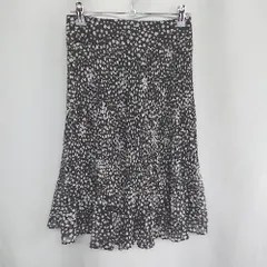 ◇ ⊂ 23区 小花柄 膝丈 Aライン スカート サイズ34 ブラック レディース E  【1408220068241】