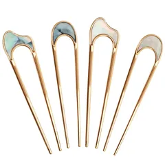 【数量限定】金属 Uピン お団子ヘアメーカー 和装小物 簪パーツ ヘアピン 4枚入り ゴールド 髪飾り 簪 ヘアアクセサリー U字型 成人式 結婚式 かんざし パーティー