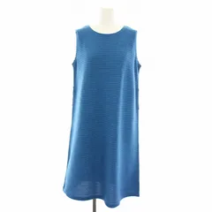 ミーイッセイミヤケ me ISSEY MIYAKE プリーツワンピース ニットワンピース ひざ丈 ノースリーブ 青 ブルー MI51JH261 /YTのサムネイル