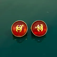 CHANEL シャネル ヴィンテージ べっ甲風ジェム ココマーク ラウンドイヤリング 管理番号：2564