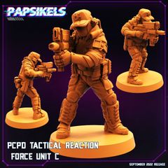 Papsikels Miniatures | PCPD TACTICAL REACTION FORCE UNIT C 32mm | 3Dプリント ミニチュア TRPG サイバーパンク SF