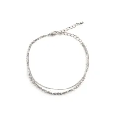 【シルバー×ワンサイズ】[Cream dot. クリームドット公式] ブレスレット レディース 2連 ライン ビジュー チェーン 流行 ブランド ランキング プレゼント アクセサリー アクセ ギフト のサムネイル