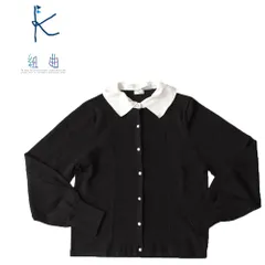 組曲　襟取り外し カーディガン 長袖　ブラック