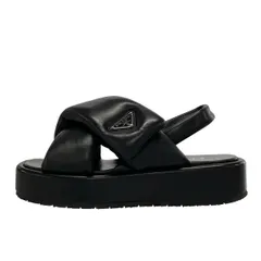[PRADA] レディース パデッドナッパレザー サンダル 三角ロゴ PRADA] レディース パデッドナッパレザー サンダル 三角ロゴ