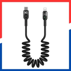 【人気商品】Mcdodo Type-C to ライトニング ケーブル PD対応 36W急速充電&高速データ転送 カールコード ナイロン編み LEDライト付き 1.8 m ケーブル iPhone/iPad/iPod 対応 (1.8 m Type-C to IOS